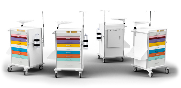 EVERHUTCH pediatric STAT cart with color-coded drawers